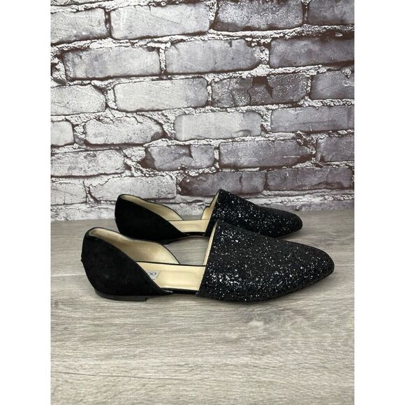 Jimmy Choo London Black Suede Leather Sparkle D’ Orsay Flats Women’s 42EU/11M US - Picture 3 of 16